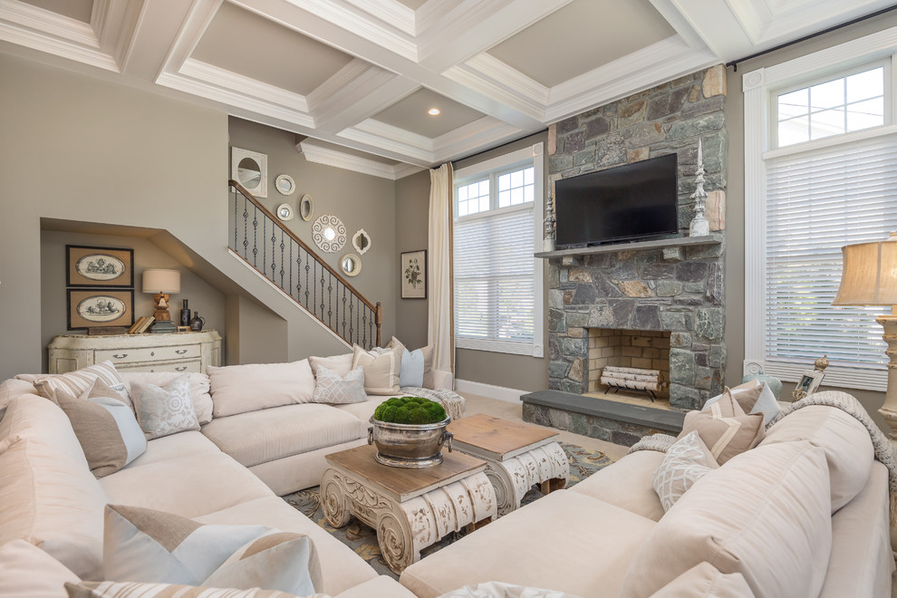 Shabby Chic Slipcovered U Sectional Family Room - Shabby-chic Style ...