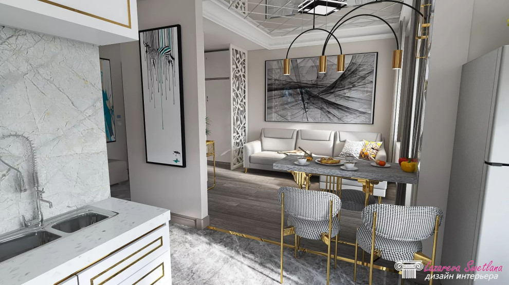 Визуализация дизайна  интерьера квартиры-студии