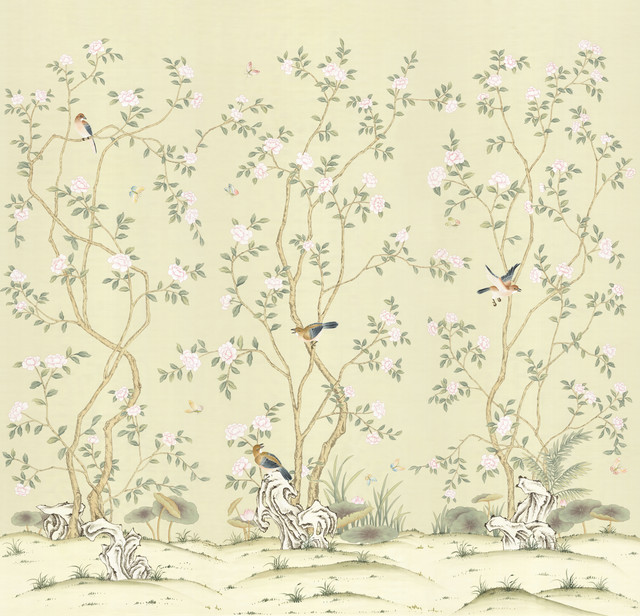 Chinoiserie Wall Mural Lantilly Triptych - Asian - Wallpaper - by The Mural Source | Houzz Chinoiserie Wall Mural Lantilly Triptych - Asian - Wallpaper - by The Mural Source | Houzz