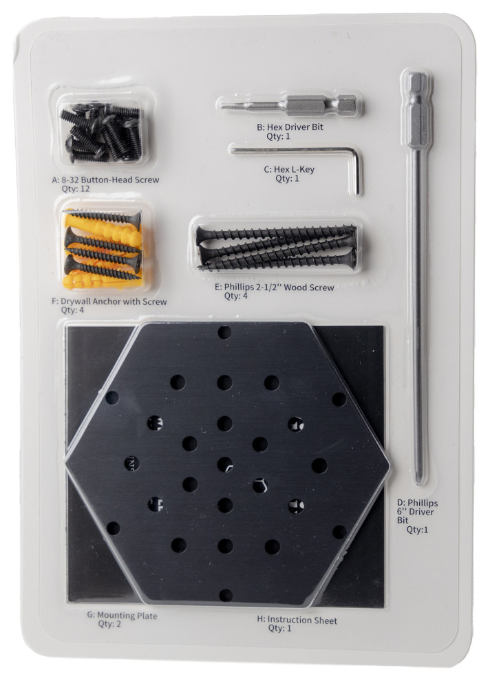 Wall Mount Hardware Kit for WineHive Cell Storage System 5 Cell Kit