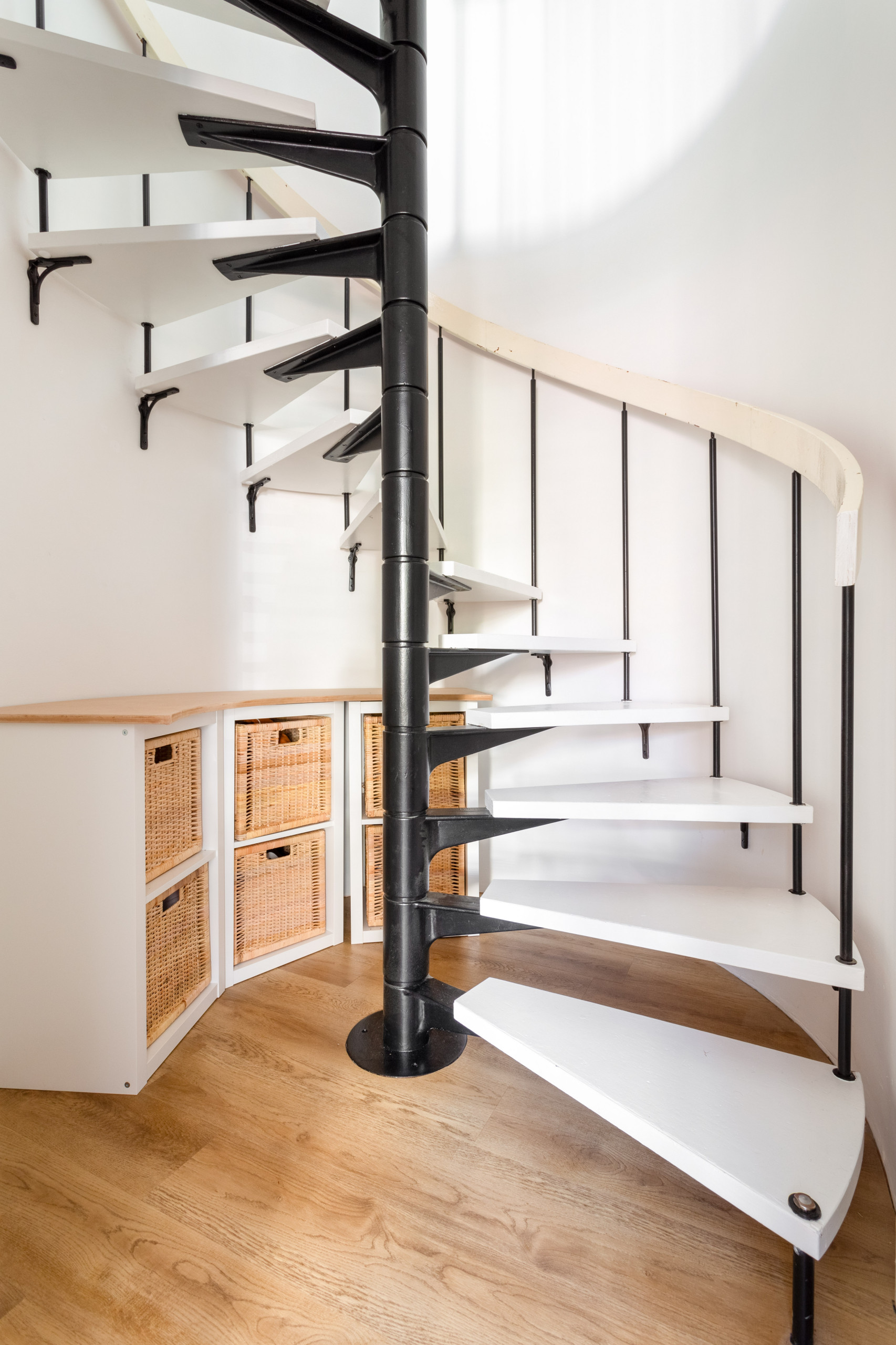 Spiral staircase and storage