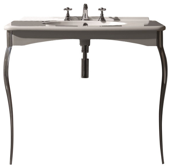 WS Bath Collections Retro Wall Mount Sink with Legs with One Faucet ...
