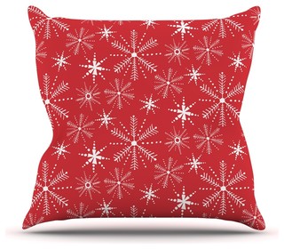 "Snowflake Berry" Holiday Throw Pillow, 18"x18"