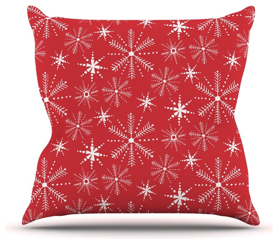 Julie Hamilton "Snowflake Berry" Holiday Throw Pillow, 18"x18"