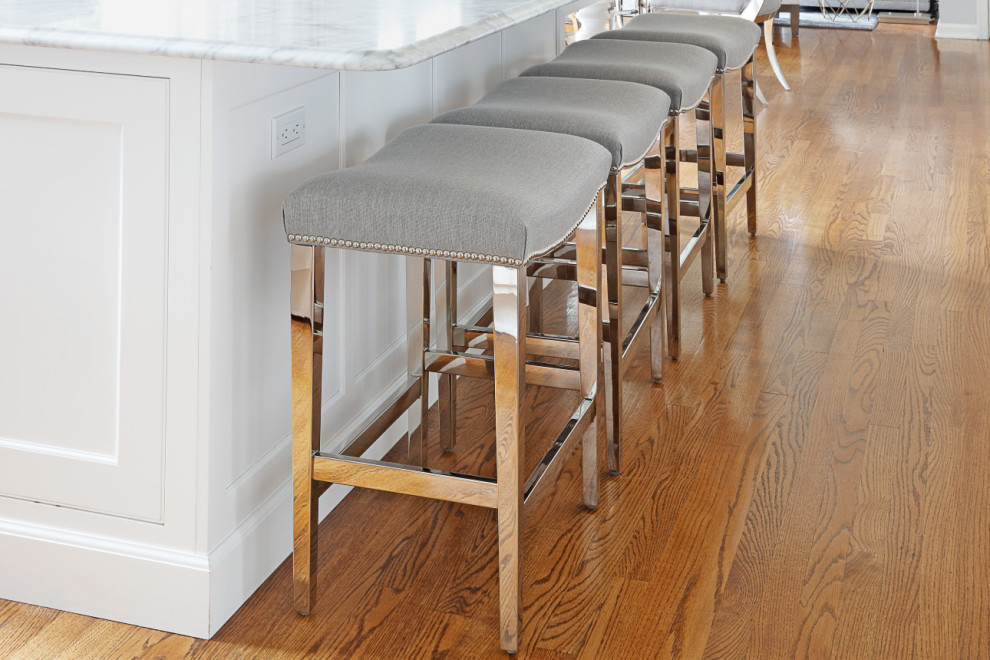 Home design - modern home design idea in Philadelphia with white cabinets and an island