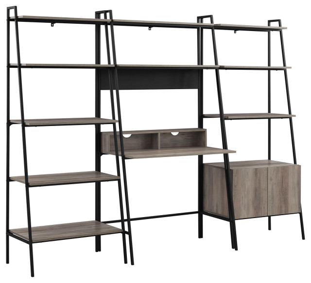 3Piece Home Office Desk Set Grey Wash Contemporary Desks And Hutches by BisonOffice Houzz