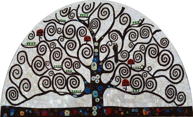 Mosaic Art -Tree Of Life Spirals, 77" x 16" - Contemporary - Tile ...