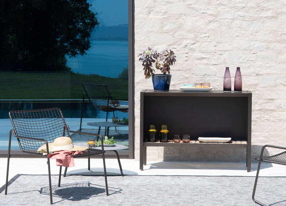 Inspiration pour une terrasse arrière design avec une cuisine d'été.