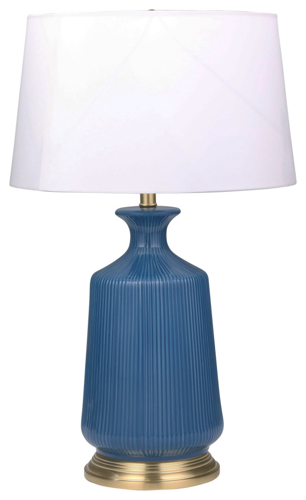 Sagebrook Home Ceramic 29" Grooved Jug Table Lamp, Blue Contemporary