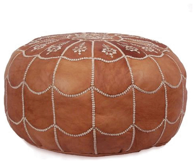Arch Design Moroccan Leather Pouf Mediterranean Floor Pillows And