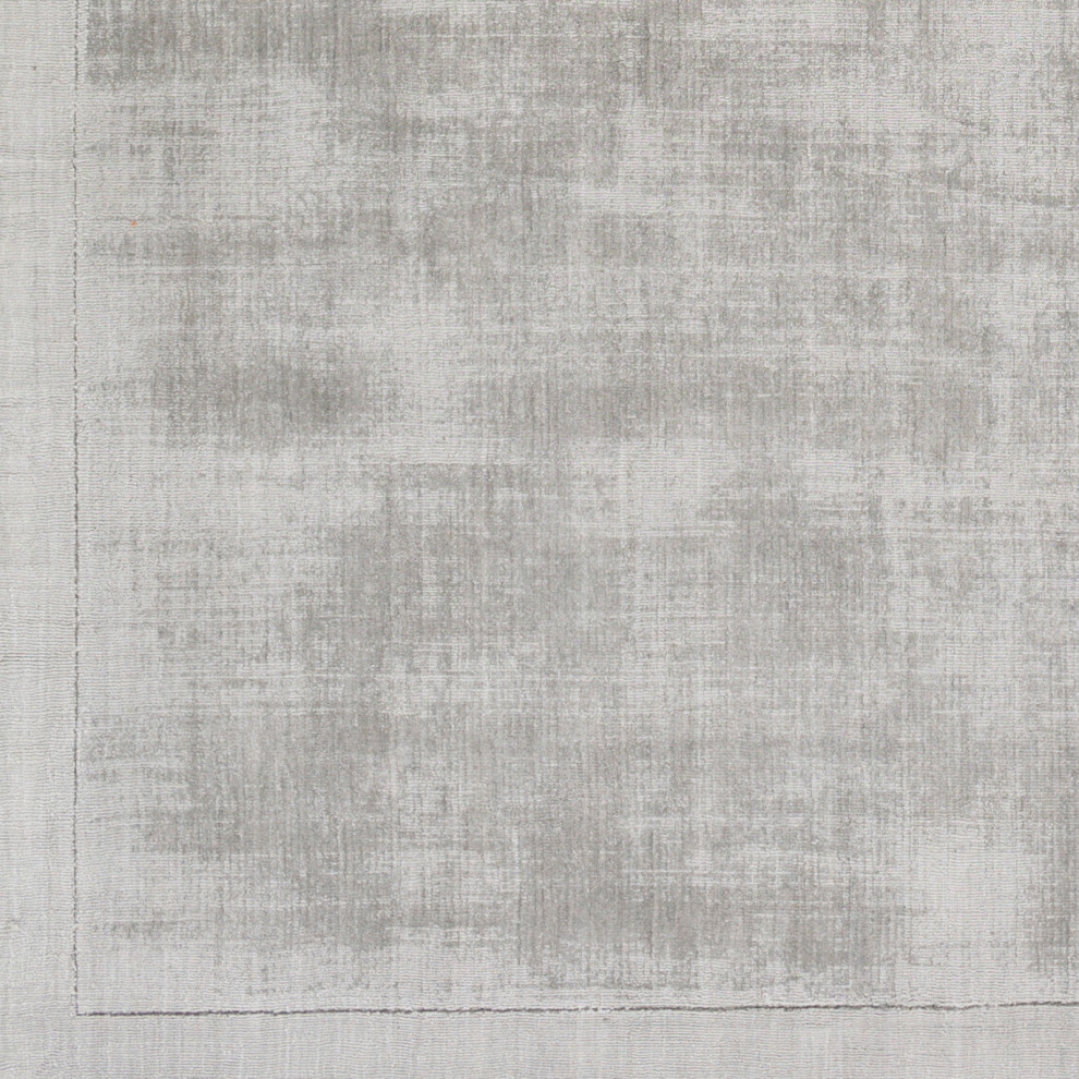 Modern AWSR Handmade Light Gray High Low Viscose Doormat Rug | 3' x 5'