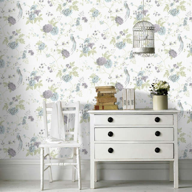 Designer G&B 1/2m Duck Egg / Lilac Exotica Wallpaper Sample - Bunnings New  Zealand