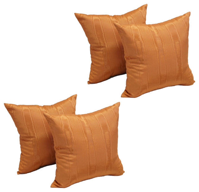 17" Jacquard Throw Pillows With Inserts, Set of 4, Moire Sunset