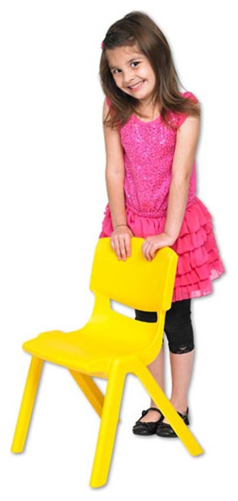 Ecr4Plaroom 12" Resin Chair 6 Pack, Yellow