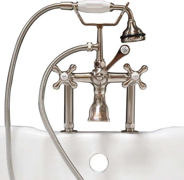 Clawfoot Tub Faucet, HandHeld Shower, 6" Deck Mount Risers