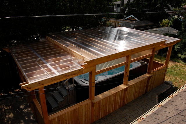 Enclosed Cedar Pergola For Outdoor Swim Spa Traditional Patio Enclosed Cedar Pergola For Outdoor Swim Spatraditional Patio Burlington