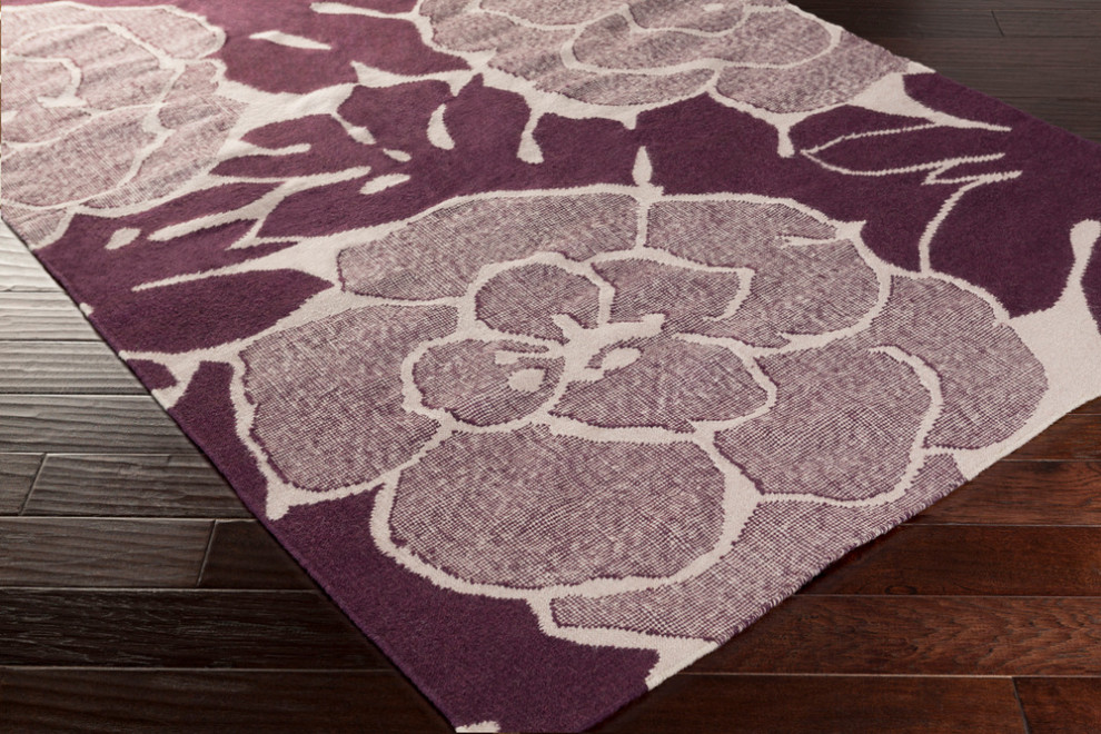 Paisley BHS-0054780 Woven Wool Purple Floral Accent Rug | 8' x 11'