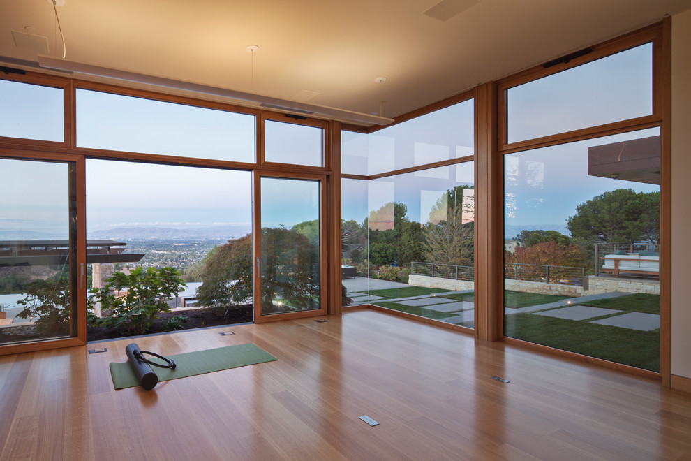 Contemporary home gym in Los Angeles.