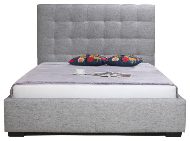 65 Inch Storage Bed Queen Light Grey Grey Contemporary