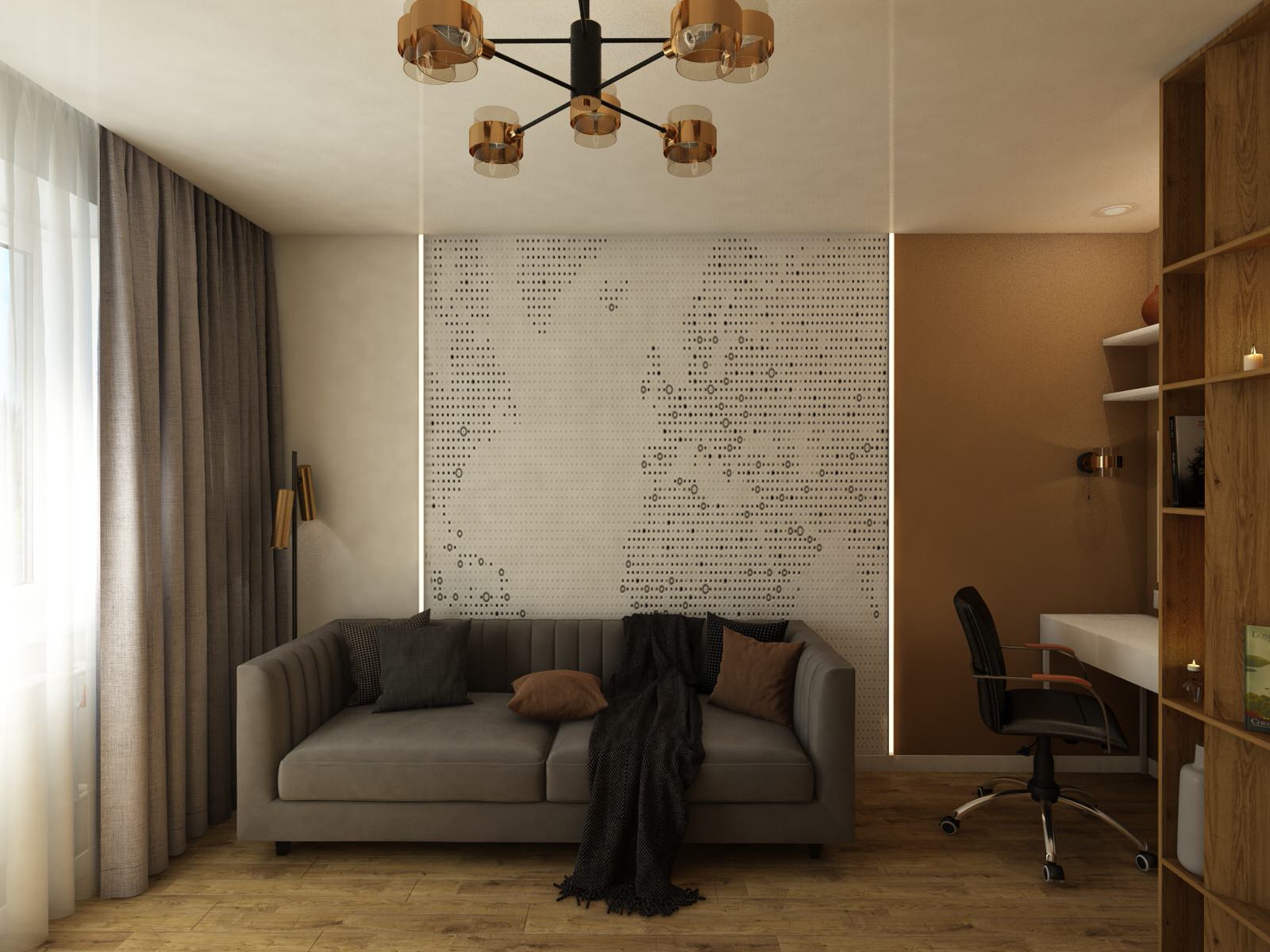 Квартира 60 кв.м. ТЗ от заказчика "Ярко и не ярко))"