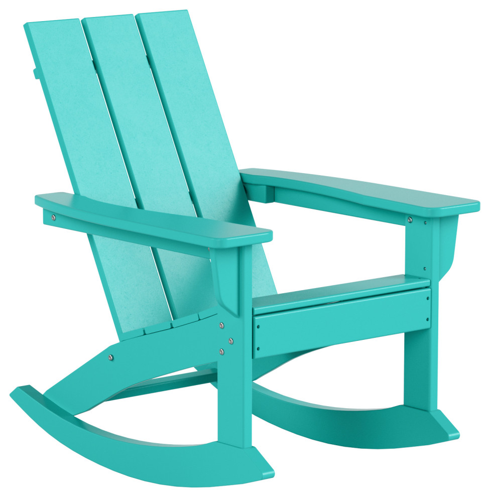 WestinTrends Modern Adirondack Outdoor Patio Rocking Chair, Porch Rocker, Turquoise