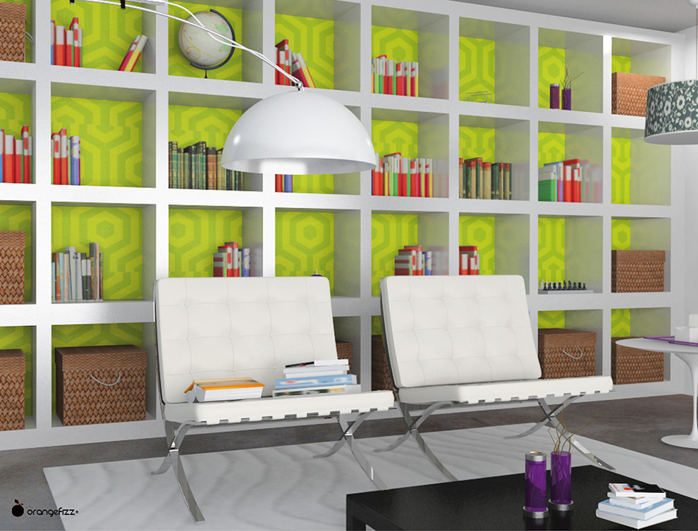 Design ideas for a contemporary family room in Grenoble.