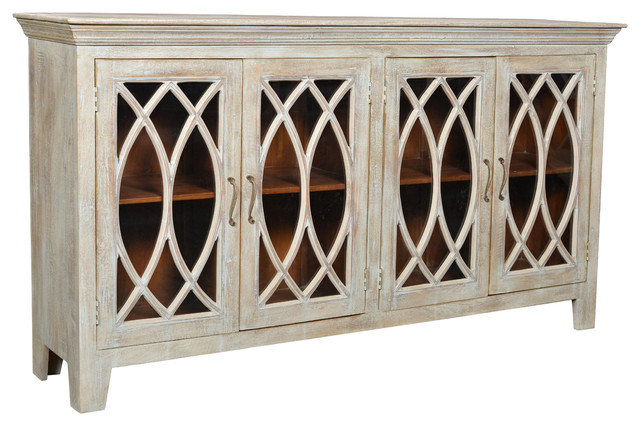 Brooklyn 4 Glass Door Sideboard Farmhouse Buffets And