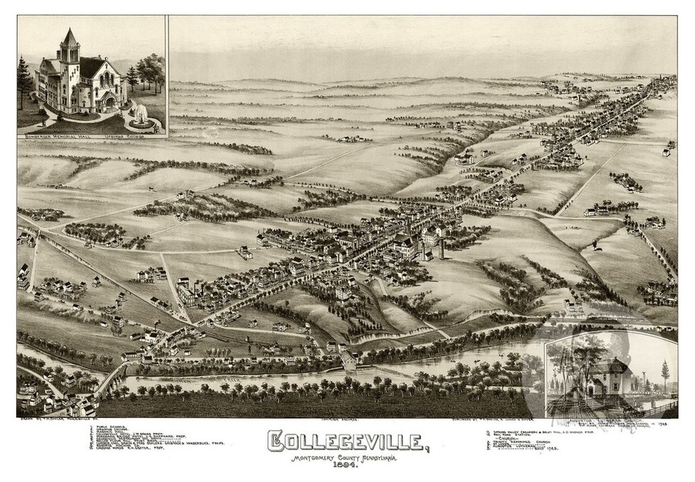 Old Map of Collegeville Pennsylvania 1894, Vintage Map Art Print, 18