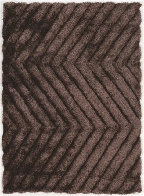 Bowery Hill 96'' x 120'' Modern Fabric Hand Tufted Zig Zag Shag Rug in ...