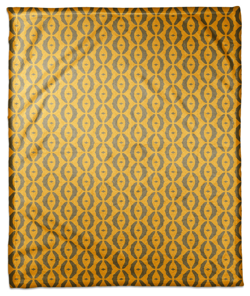 Oval Pattern in Yellow Fleece Blanket