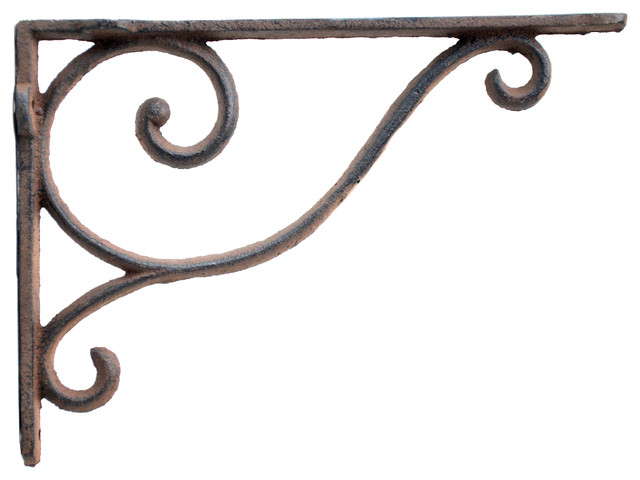 Decorative Wall Shelf Bracket Simple Vine Rust Brown Cast Iron 9 Deep Mediterranean Brackets By Tgl Direct Houzz