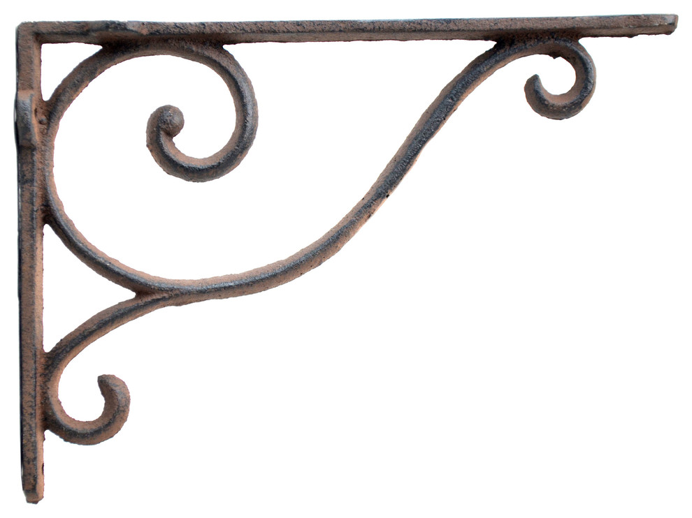 Antique Rustic Brown patina cast iron 9" WESTERN STAR WALL SHELF BRACKET BRACE 