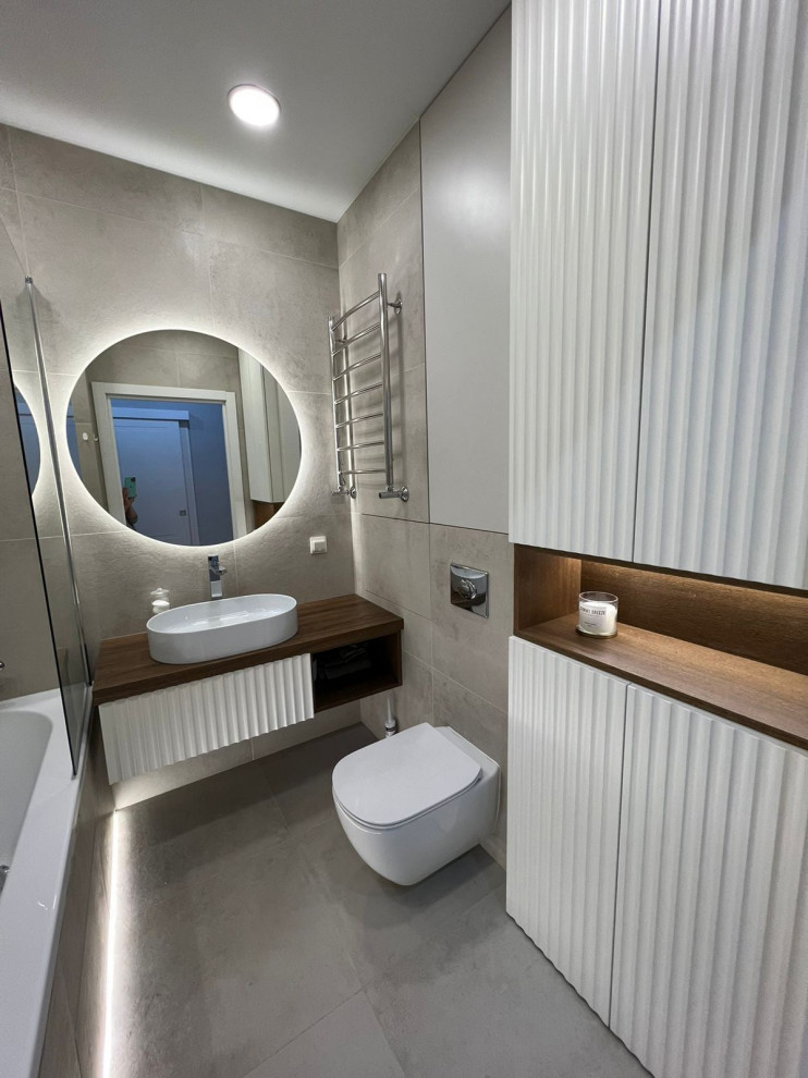 Фото реализованного проекта ванной камнаты.