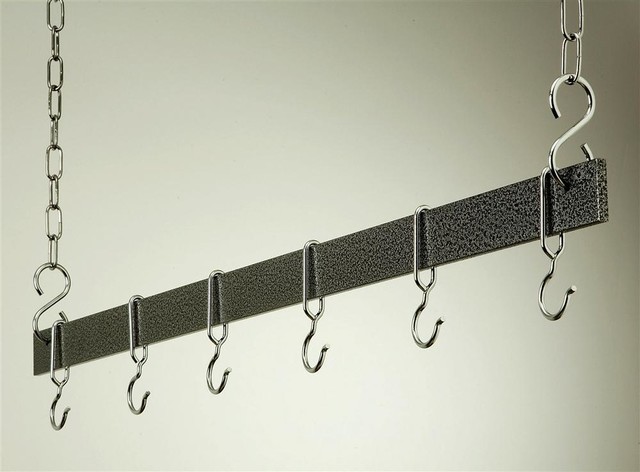 Hanging Bar Rack in Hammered Steel w Chrome (