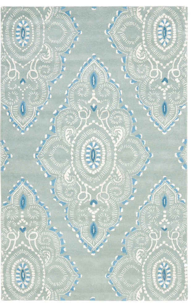 Safavieh Wyndham Collection WYD372 Rug, Blue/Ivory, 6'x9'