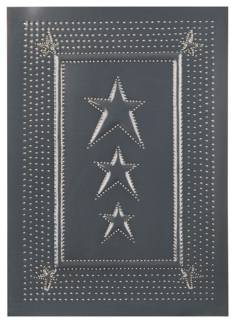 Four Handcrafted Punched Tin Cabinet Panels Three Star Embossed