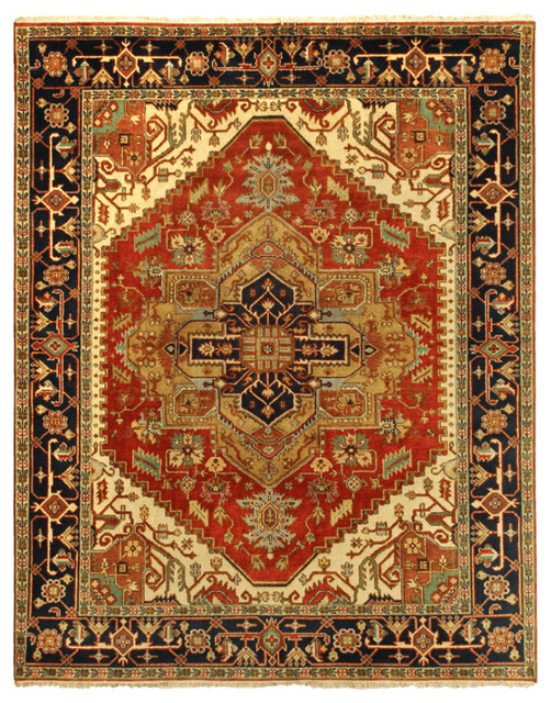 Maryam Antique Style Weave Serapi Rug Rust And Navy 4 X6