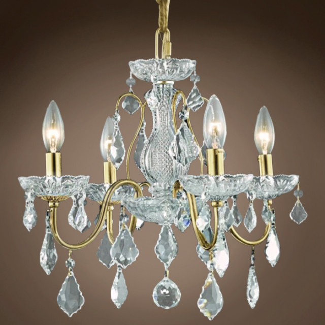 Heritage 4 Light 17" Gold Chandelier With Clear European Crystals