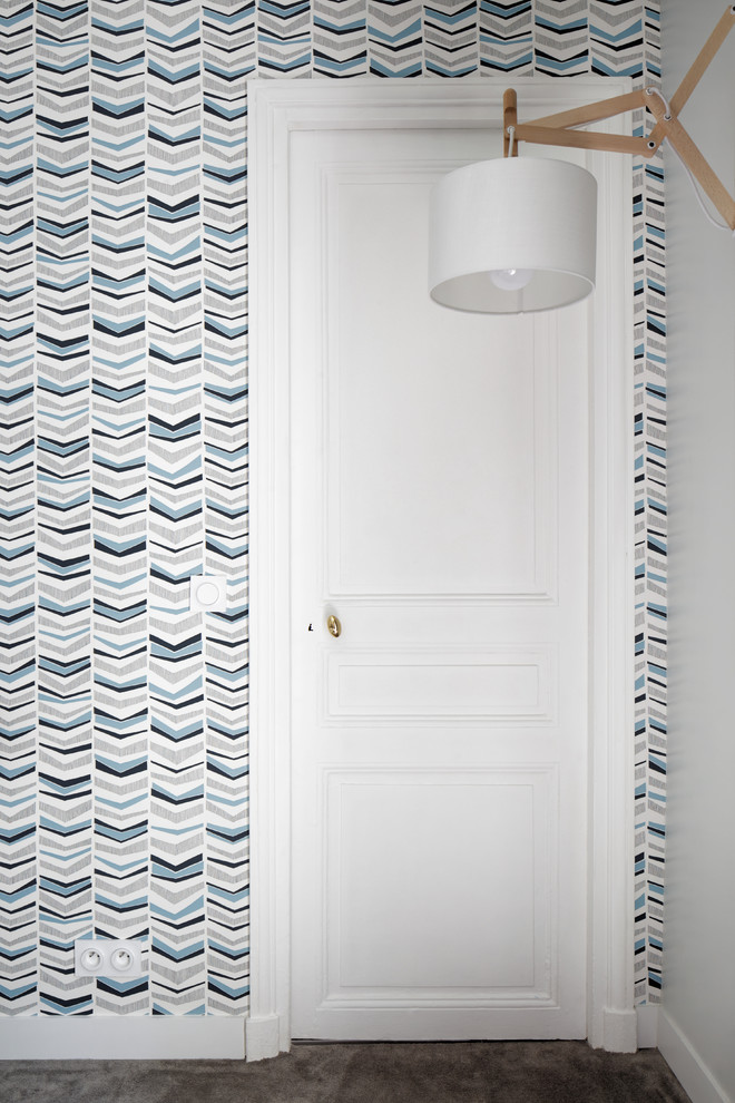 Inspiration pour chambre d'enfant for garçon With un mur bleu and moquette.