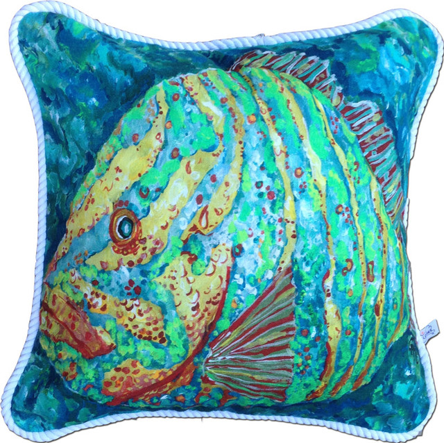 Striped Grouper Pillow - Beach Style - Decorative Pillows - by My Island