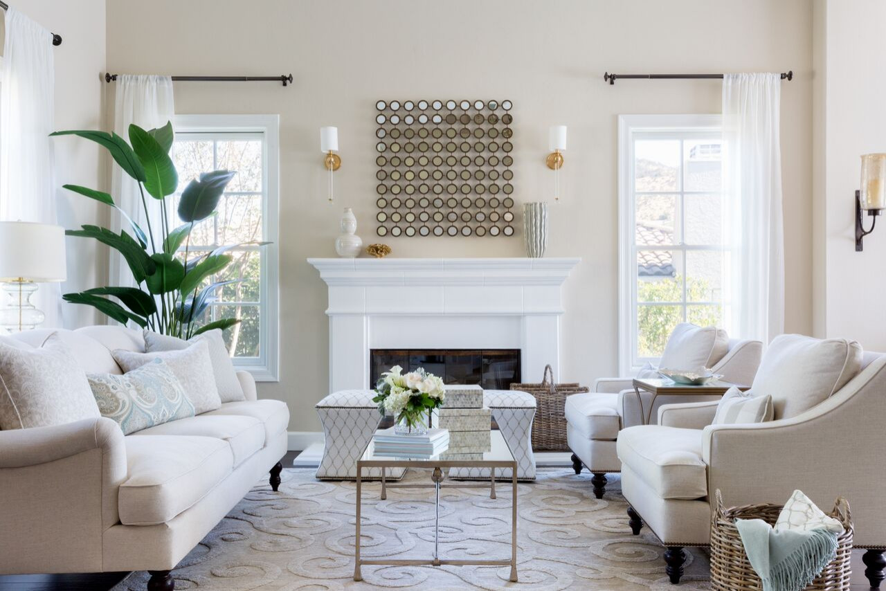 Transitional Living Room Neutral and Calming