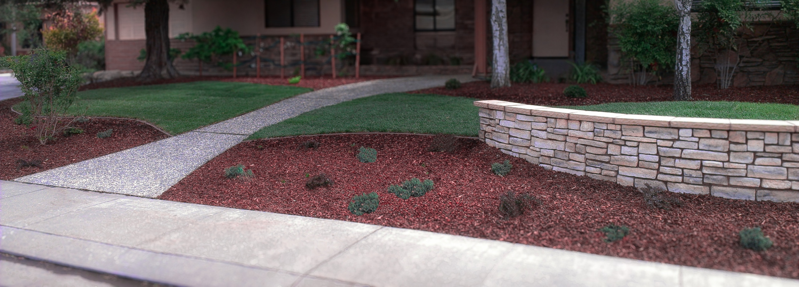Flowing Lawn and Plantings Extend Across the Front Yard