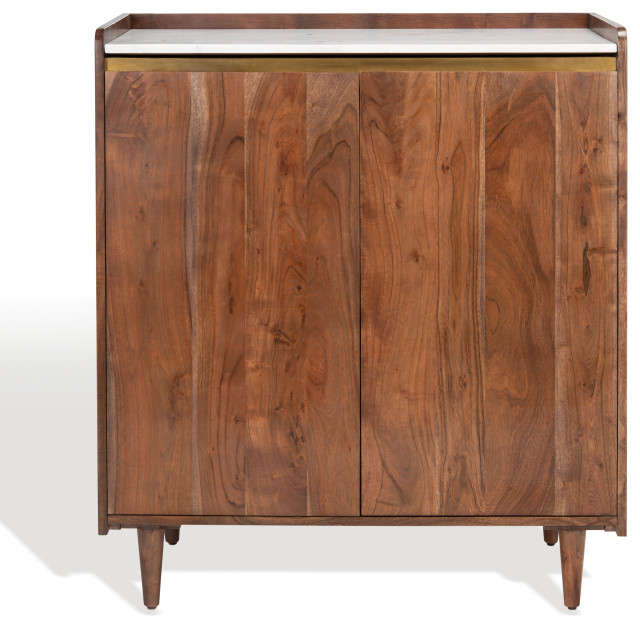 Safavieh Couture Milana Marble Bar Walnut/White Midcentury