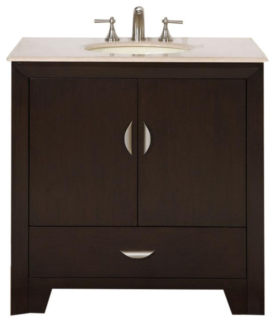 36 Inch Modern Espresso Bathroom Vanity With Single Sink Marble Modern Bathroom Vanities And Sink Consoles By Luxury Bath Collection Houzz