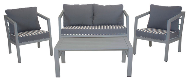Outdoor 4-Piece Acapulco Furniture Set With 2-Seater Sofa, Silver