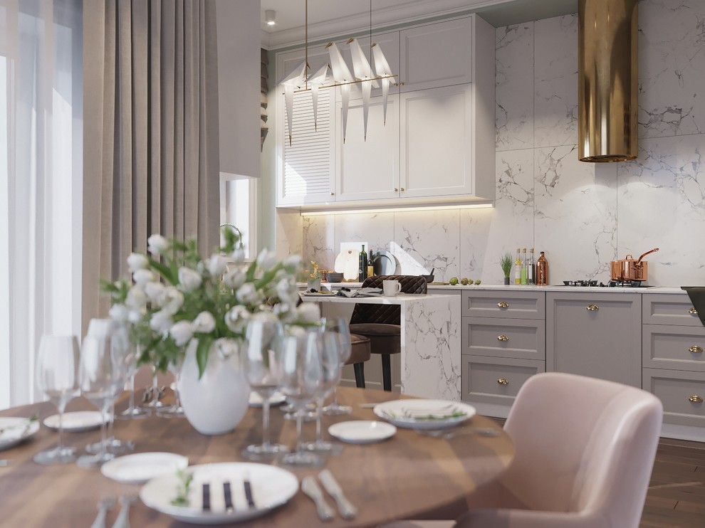 Кухня - столовая в частном доме в Подмосковье