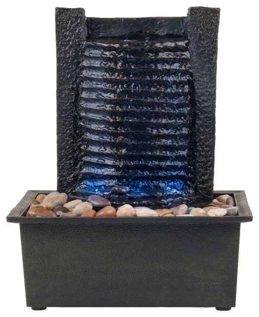 Pure Garden LED Waterfall Tabletop Fountain With LED Lights