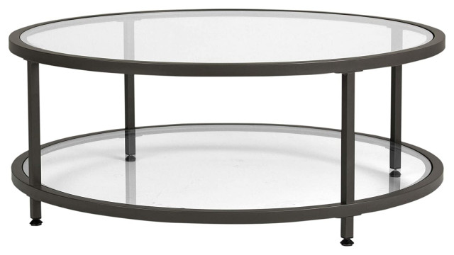 Pewter Metal & Black Tempered Glass Top Wi... Details about   Wichita Storage Accent Side Table 