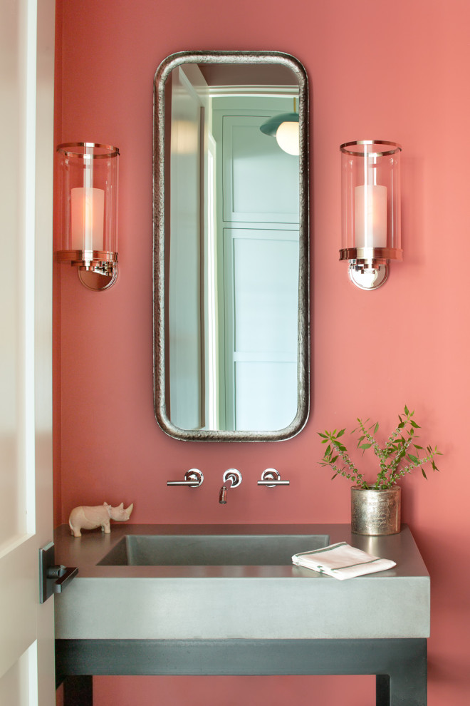 Design ideas for a transitional powder room in Portland Maine.