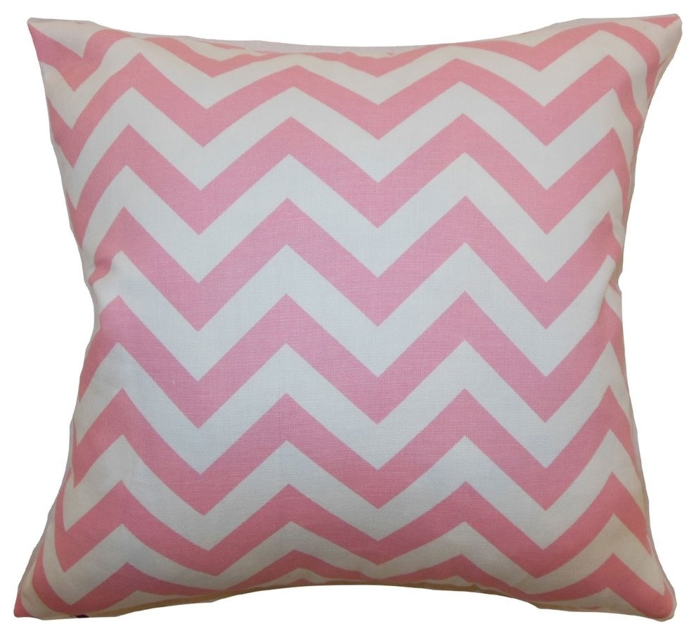 Xayabury Zigzag Pillow Baby Pink Contemporary Decorative